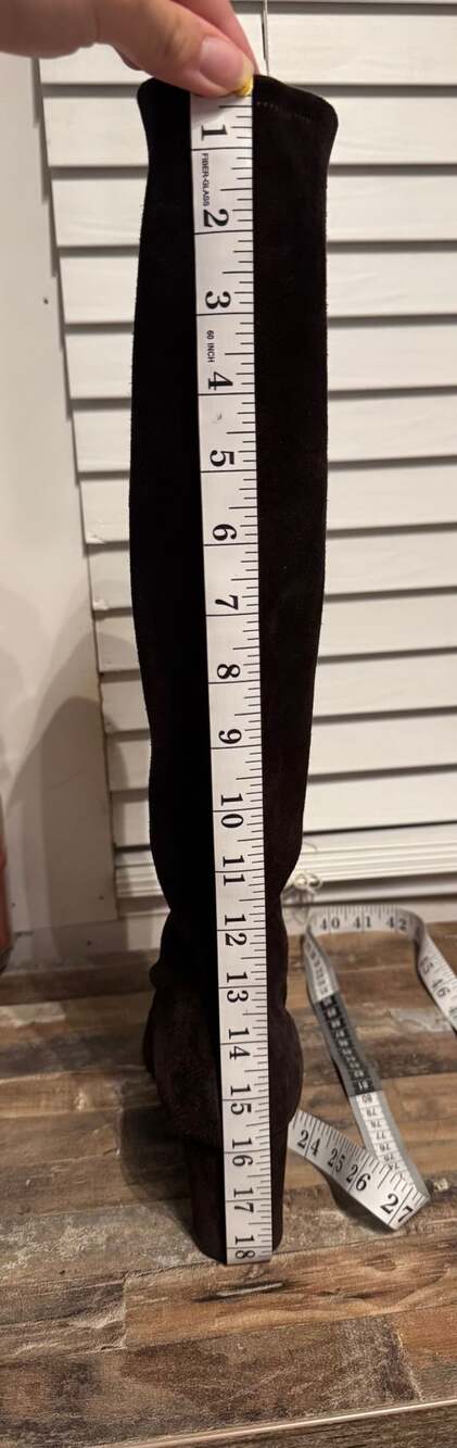 Stuart Weitzman Brown Suede Knee-High Block Heel Boots - Picture 15 of 15